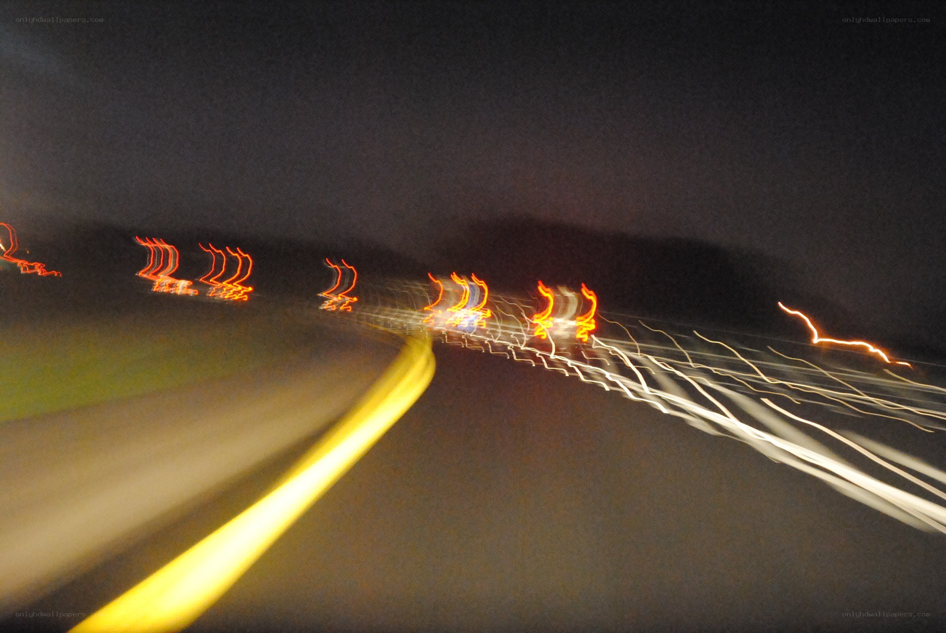 Light trails on a dark road