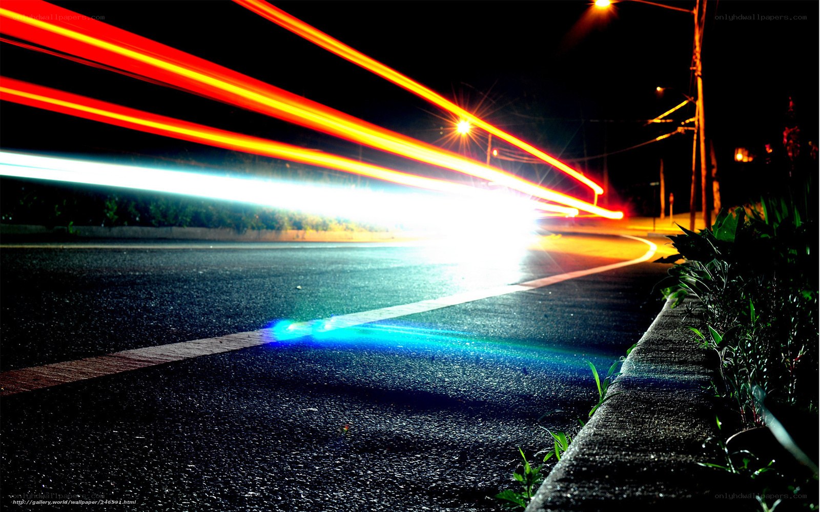 Light trails on a dark road