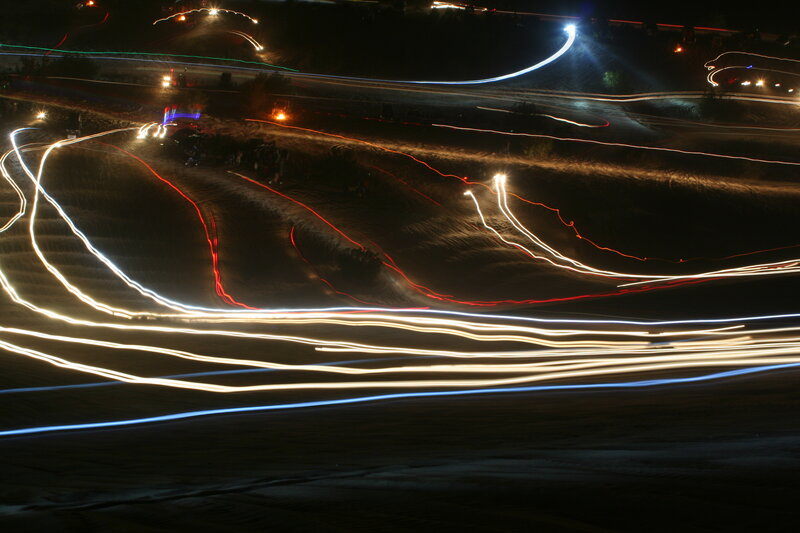 Light trails on a dirt track