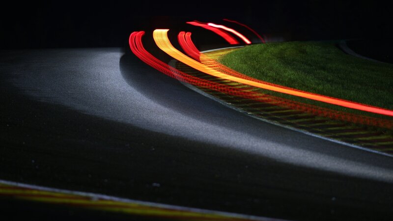 Light trails on a racetrack