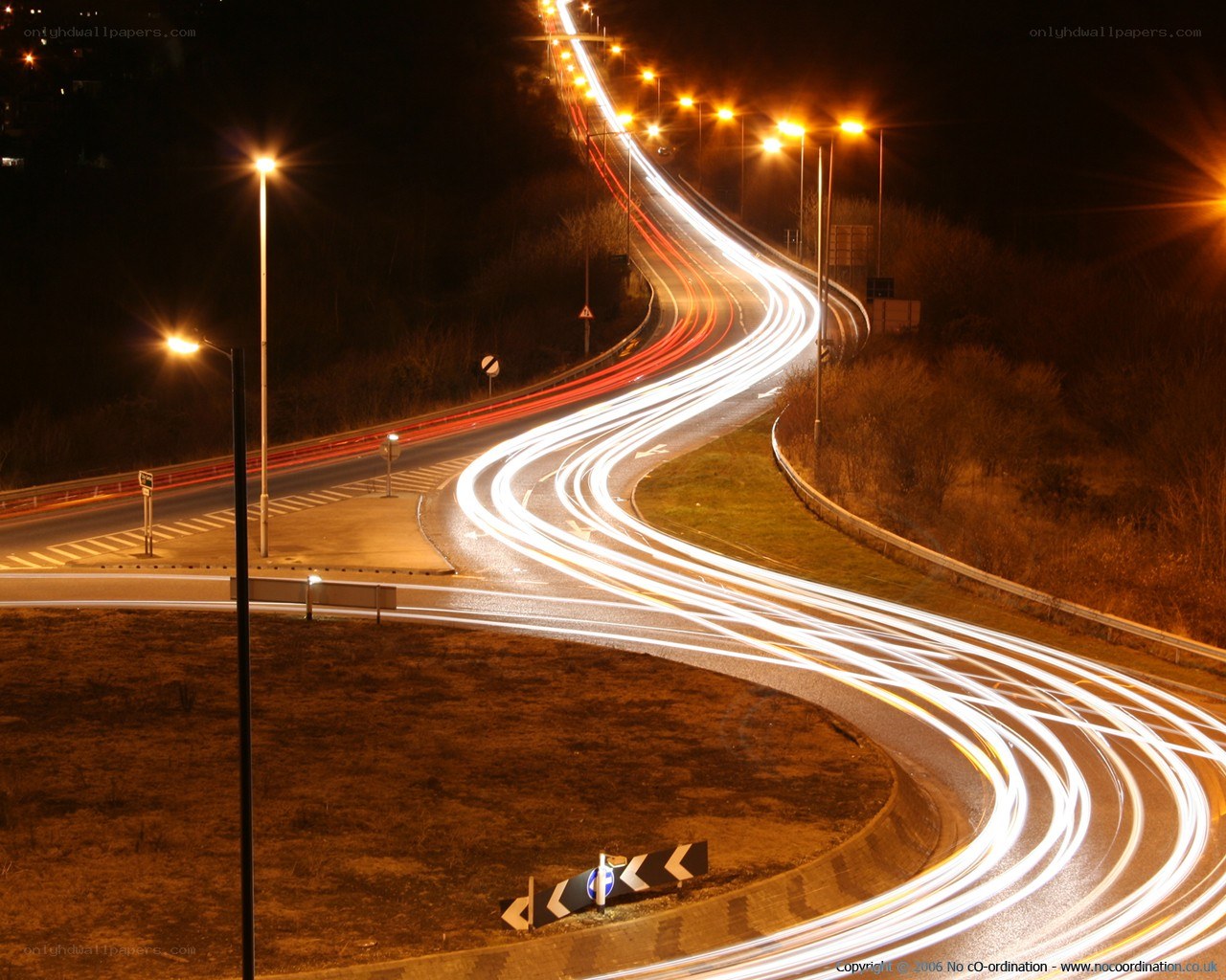 Light trails on a winding road