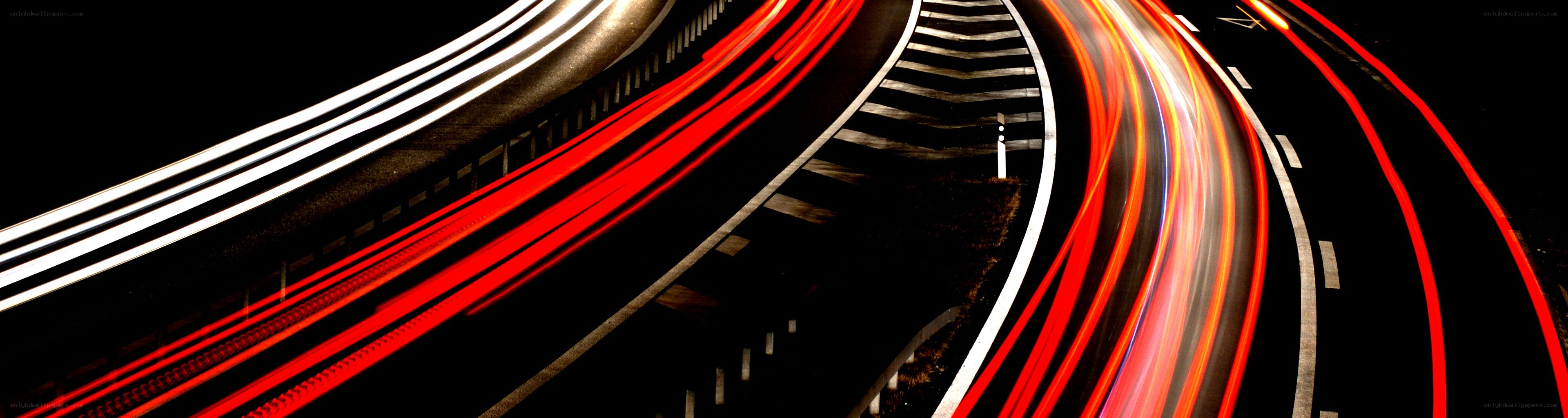 Light trails on a winding road