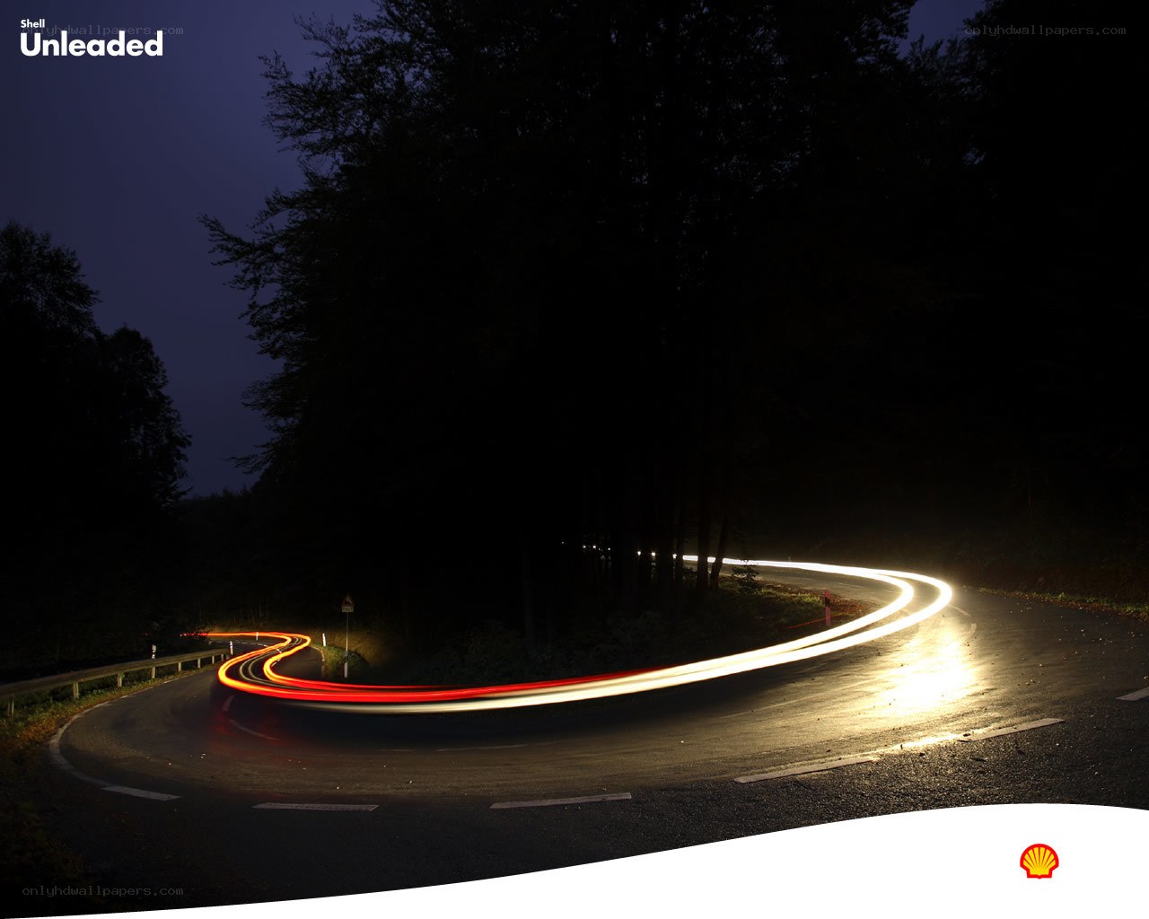 Light trails on a winding road