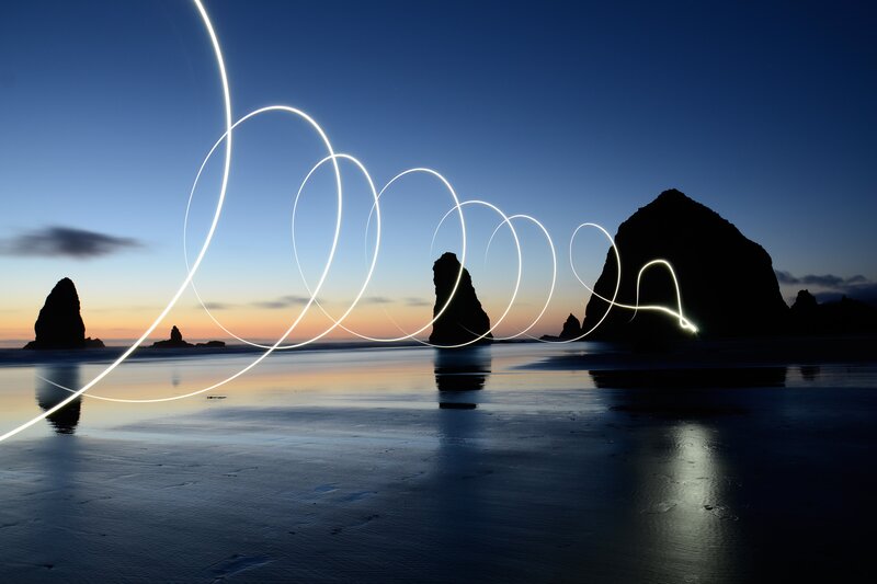 Light Trails on Beach — Blue
