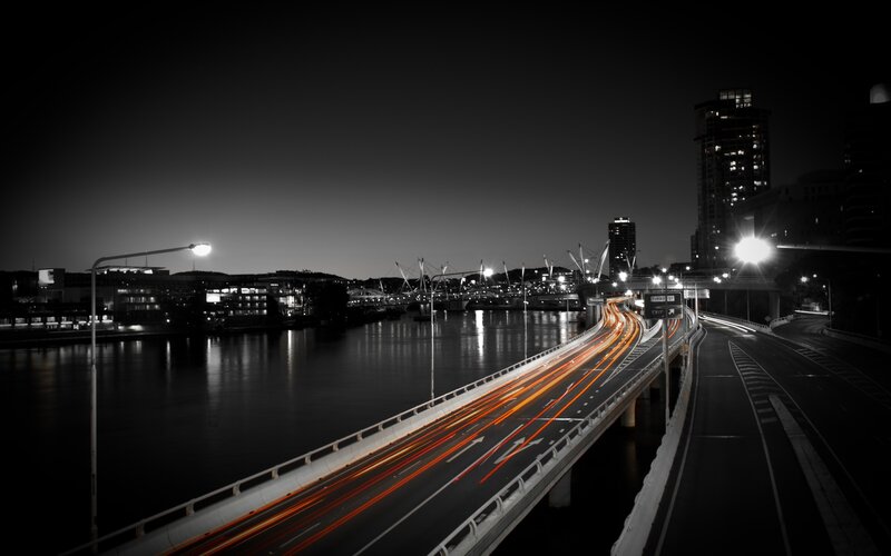 Light Trails on Bridge — Black