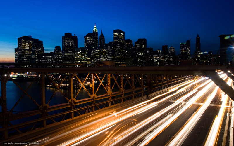 Light Trails on Bridge — Blue