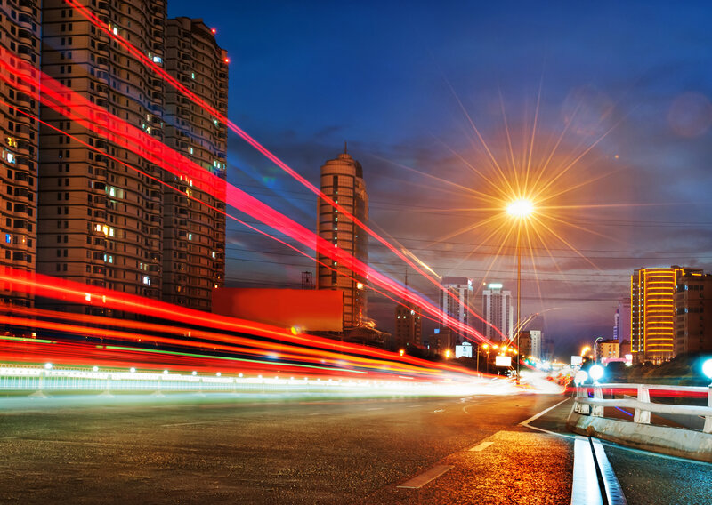 Light Trails on City Road — Red