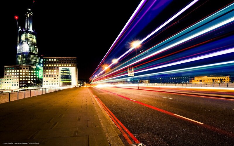 Light Trails on City Street — Blue, Dynamic, Night