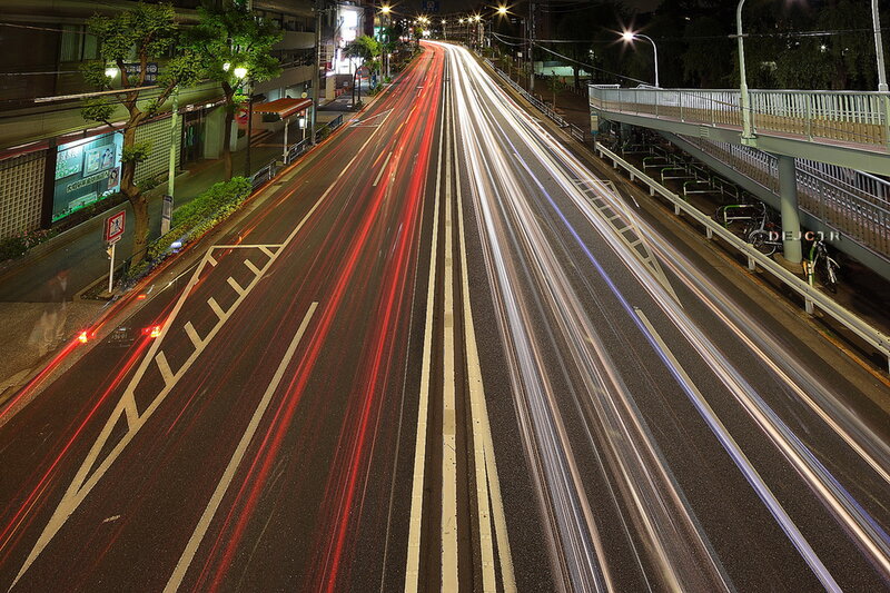 Light Trails on City Street — Red, Dynamic
