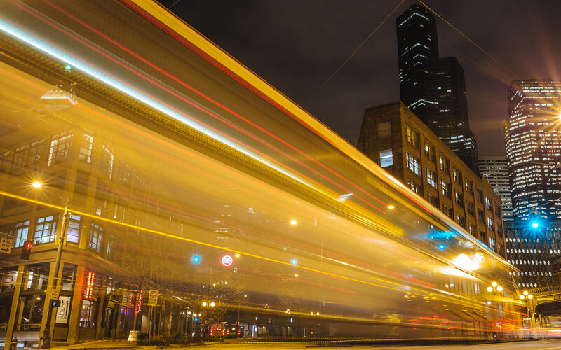 Light Trails on City Street — Yellow, Dynamic