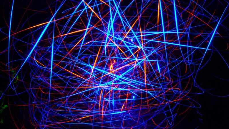 Light Trails on Dark Background — Blue, Dynamic