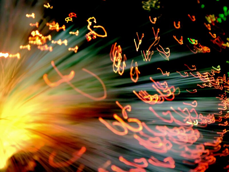 Light Trails on Dark Background — Yellow, Dynamic