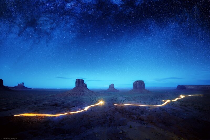 Light Trails on Desert Floor
