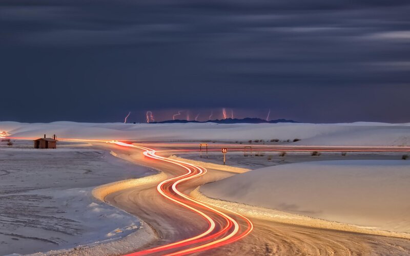 Light Trails on Desert Road
