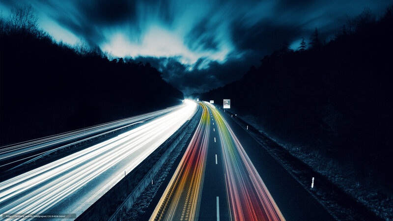 Light Trails on Highway — Blue, Dramatic