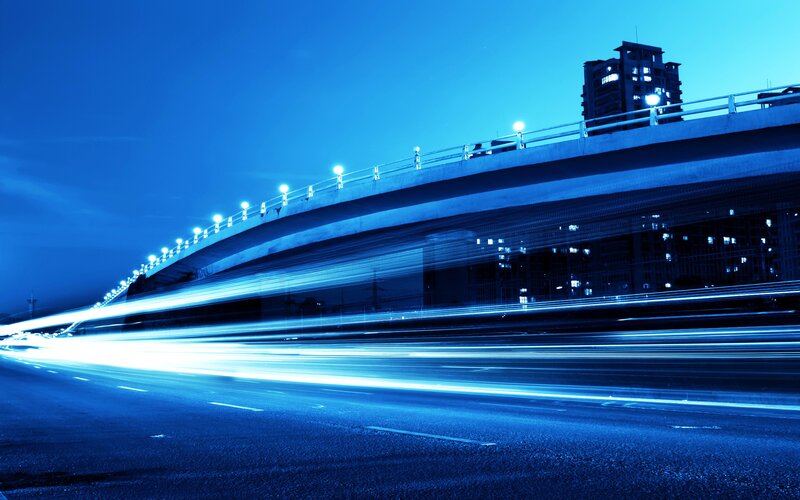 Light Trails on Highway — Blue, Dynamic