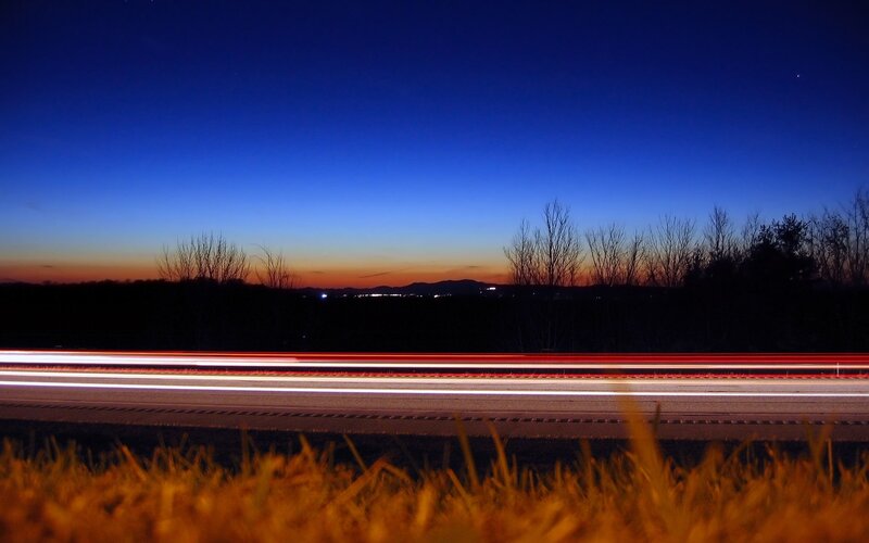 Light Trails on Highway — Blue