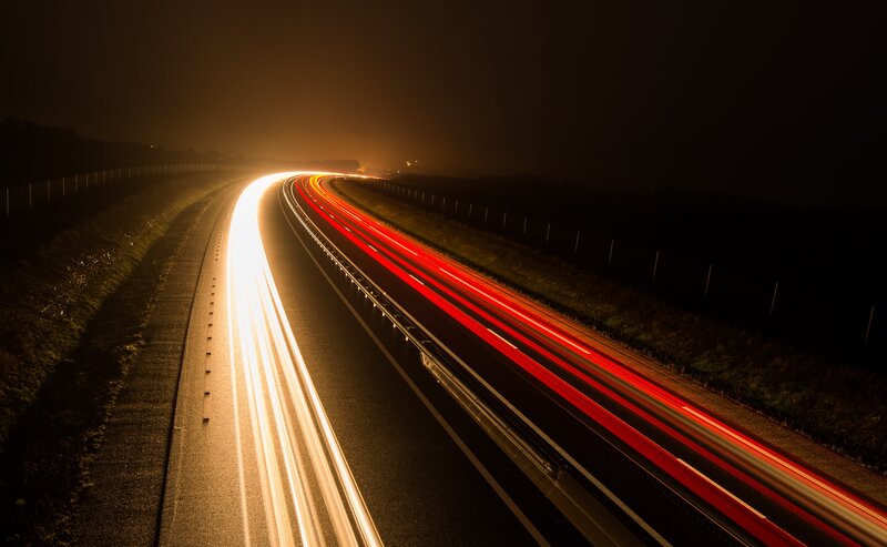 Light Trails on Highway — Red, Dark