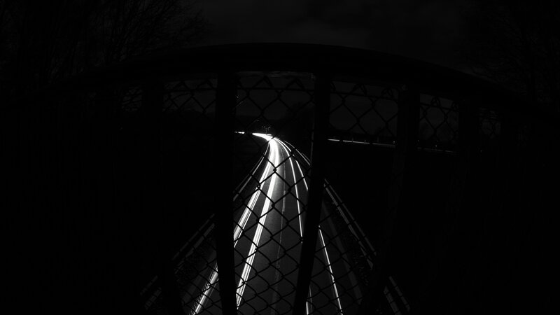 Light Trails on Road — Black, Dark, Night