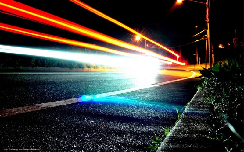 Light Trails on Road — Black, Dramatic