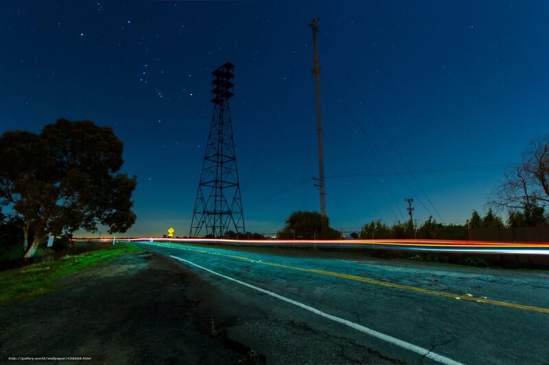 Light Trails on Road — Blue, Serene