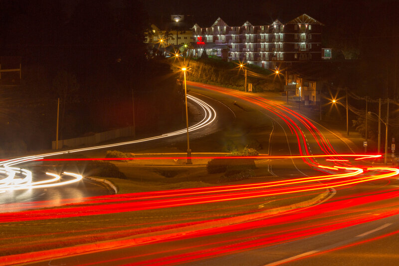Light Trails on Road — Red