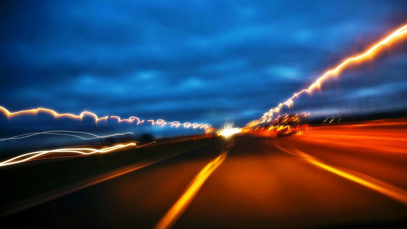 Light Trails on Road