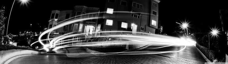 Light Trails on Street — Black