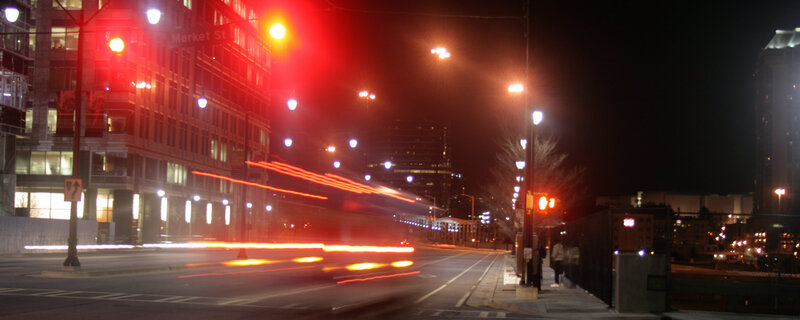 Light Trails on Street — Red