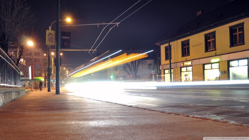 Light Trails on Street — Yellow