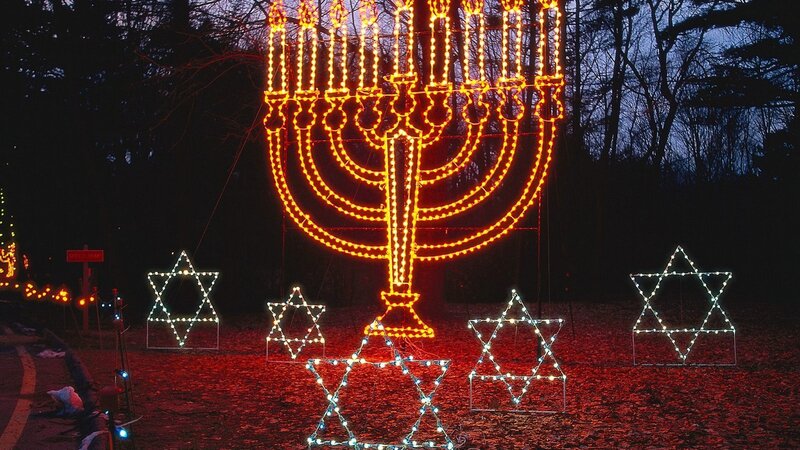 Lighted menorah display