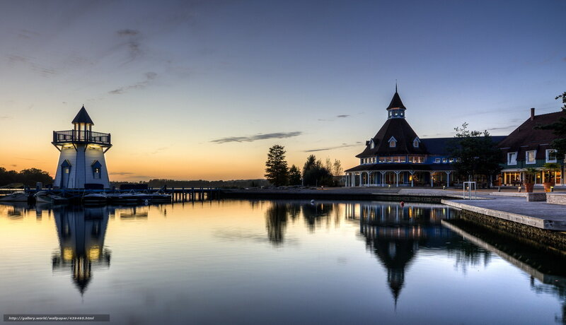 Lighthouse and Building — Blue, Serene