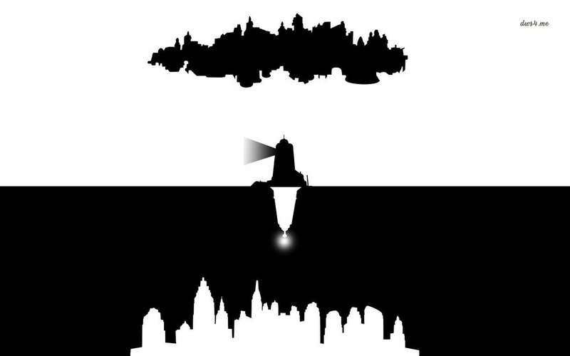 Lighthouse and City Skyline