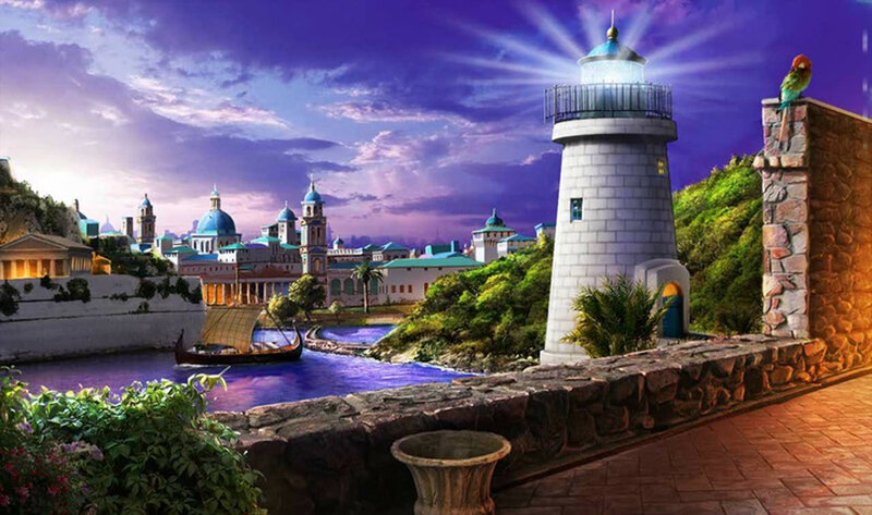 Lighthouse and Coastal City