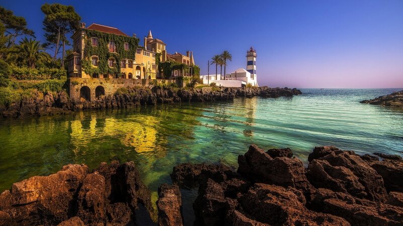Lighthouse and Coastal House — Blue