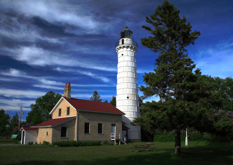 Lighthouse and Keeper's House — Blue, Dramatic
