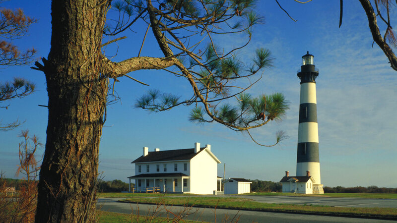 Lighthouse and Keeper's House — Blue, Serene, Afternoon