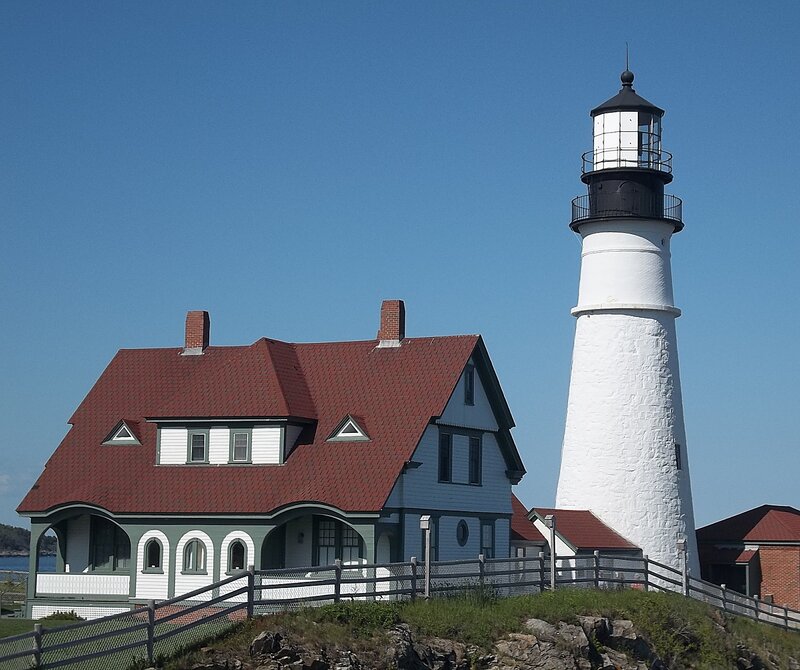 Lighthouse and Keeper's House — White, Serene, Afternoon