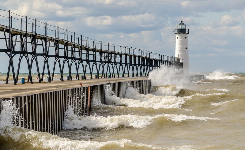 Lighthouse and Pier — White