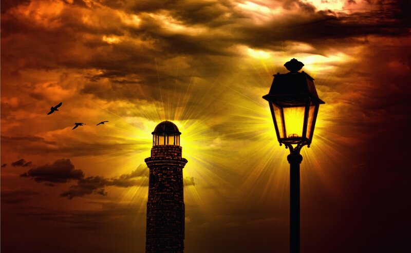 Lighthouse and Street Lamp — Orange