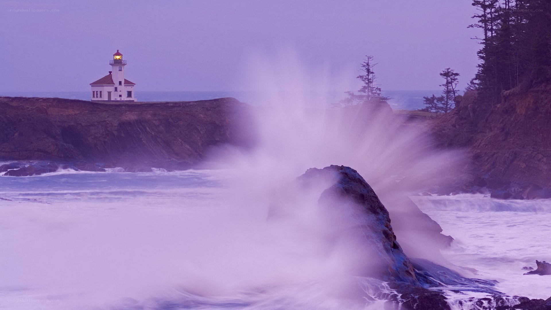 Lighthouse at coastal cliff