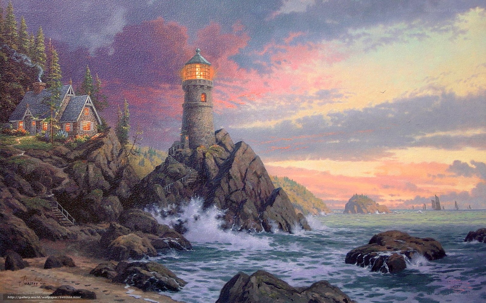 Lighthouse at coastal sunset