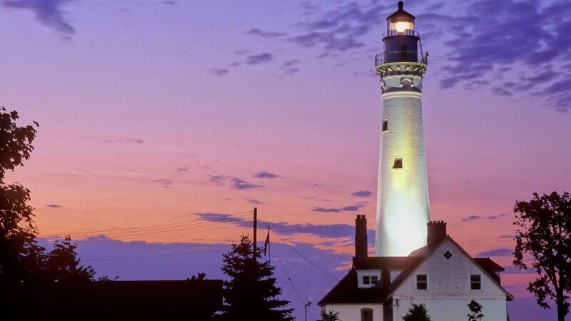 lighthouse at dusk