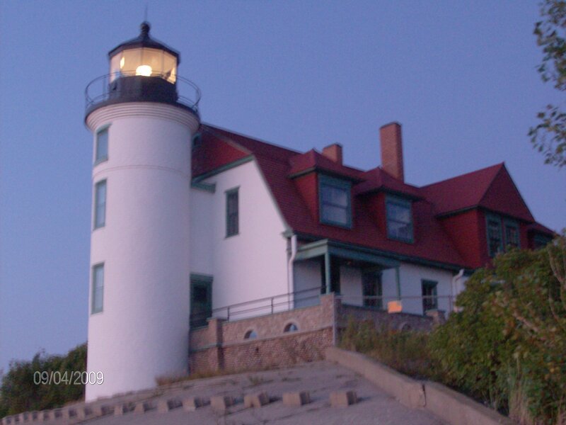lighthouse at dusk