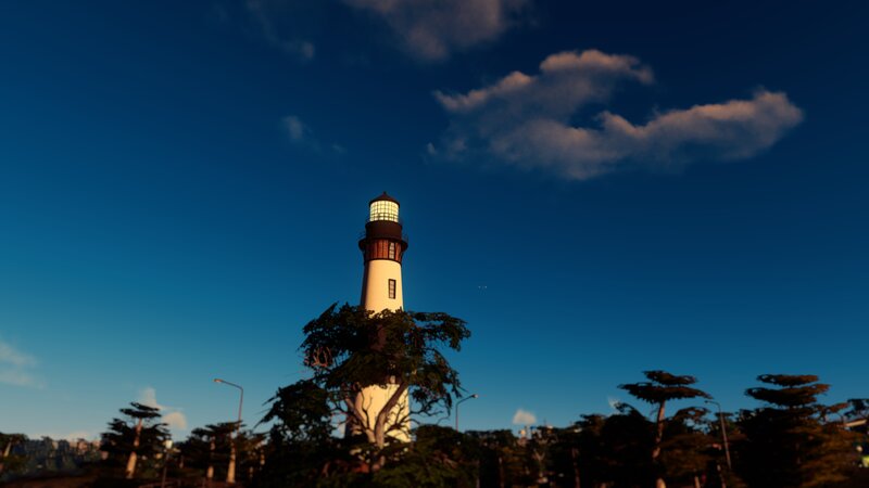 Lighthouse at Dusk — Blue, Serene, Sunset, 3d Render