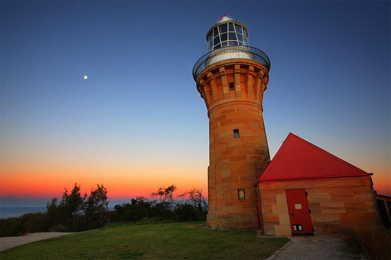 Lighthouse at Dusk — Blue, Serene, Sunset