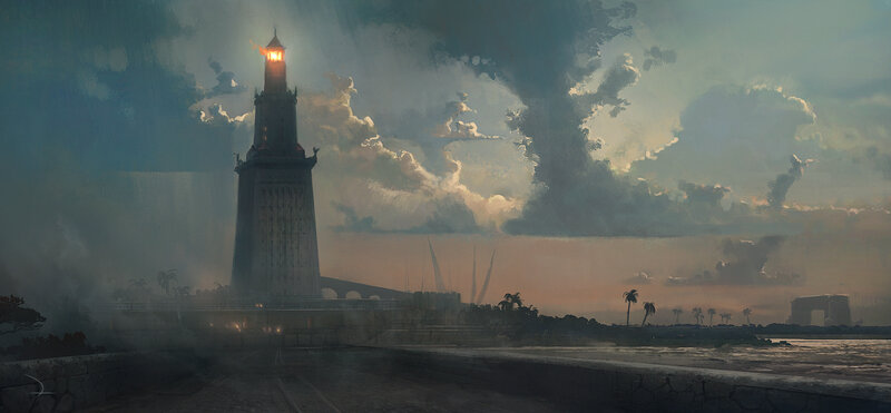 Lighthouse at Dusk — Gray