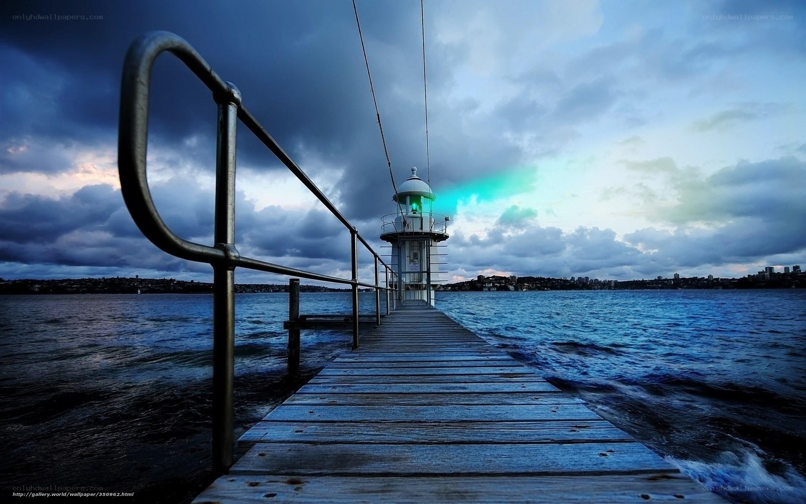 Lighthouse at dusk on a stormy day