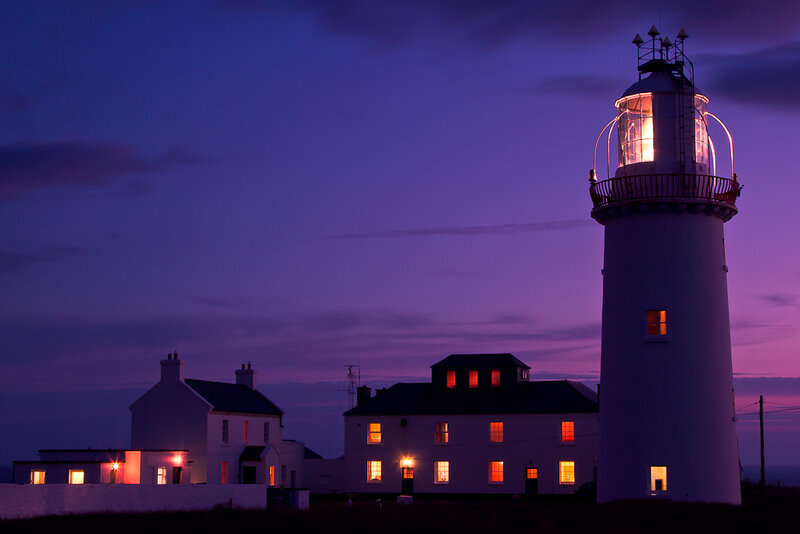 Lighthouse at Dusk — Purple, Serene