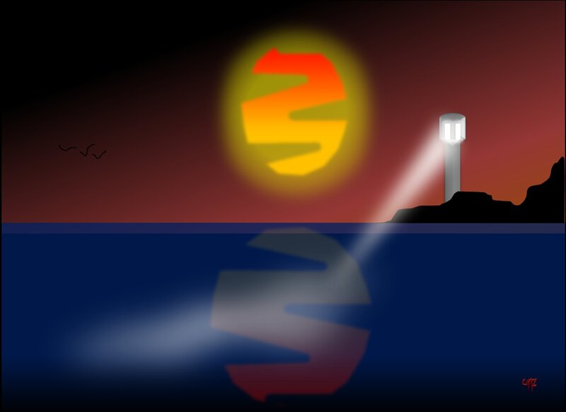 Lighthouse at Dusk — Red